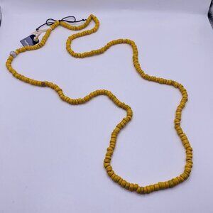 Bujibaja Yellow Beaded Necklace Handmade Long Strand Boho Tribal Artisan Jewelry